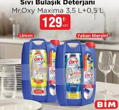 MR. OXY MAXİMA SIVI BULAŞIK DETERJANI LİMON 3,5 L+0,5 L fiyat ve kampanya bilgisi